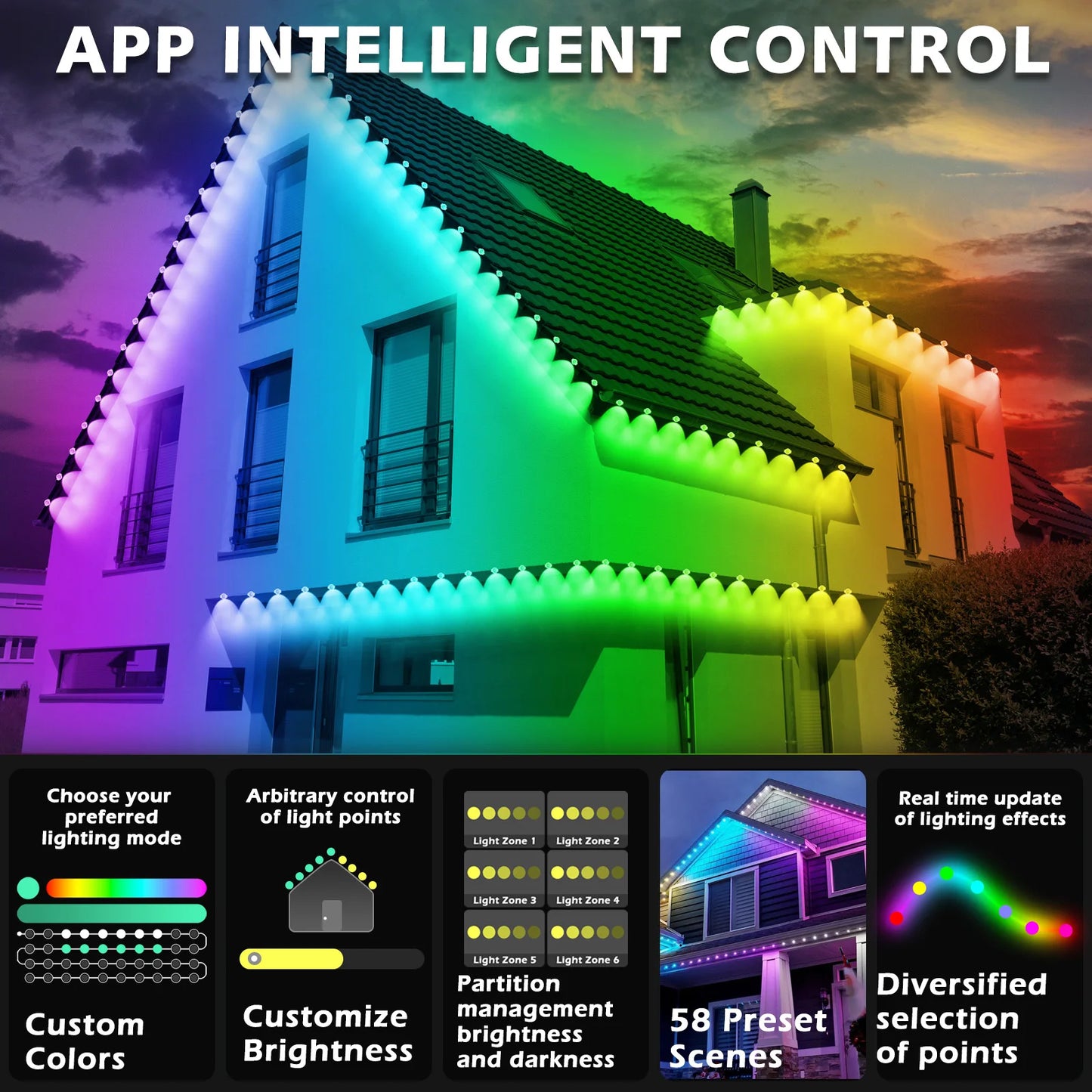 AILBTON RGB Outdoor LED String Lights With App