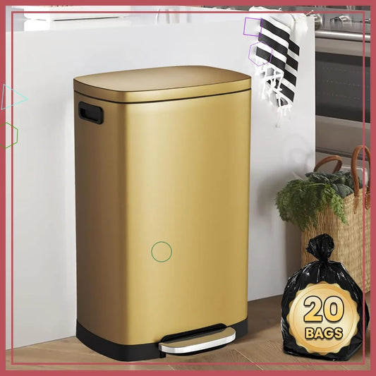 Stainless Steel Pedal Trash Can With Soft Close Lid