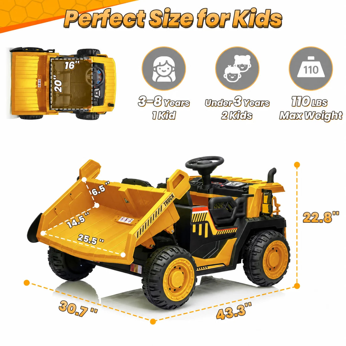 JOYRACER Ride On Dump Truck With Remote Control