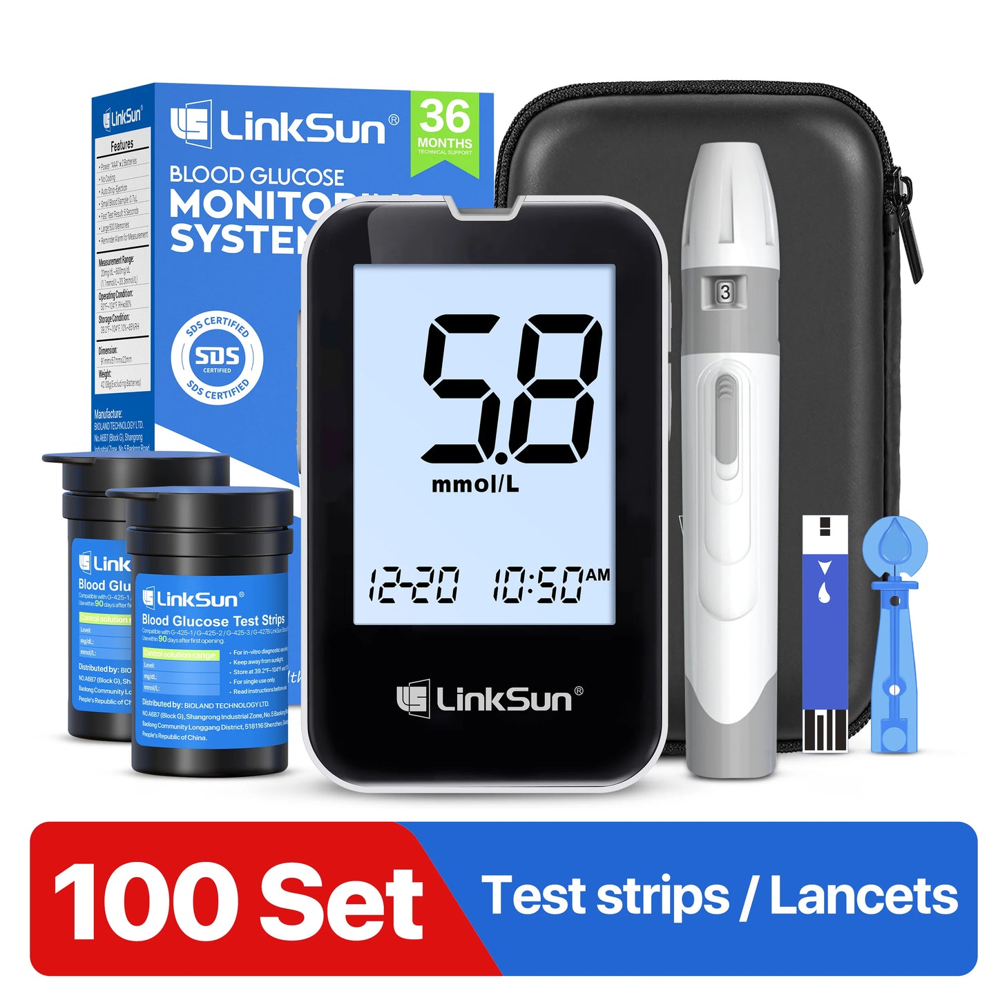 Linksun Blood Glucose Meter G4253 Glucometer Kit