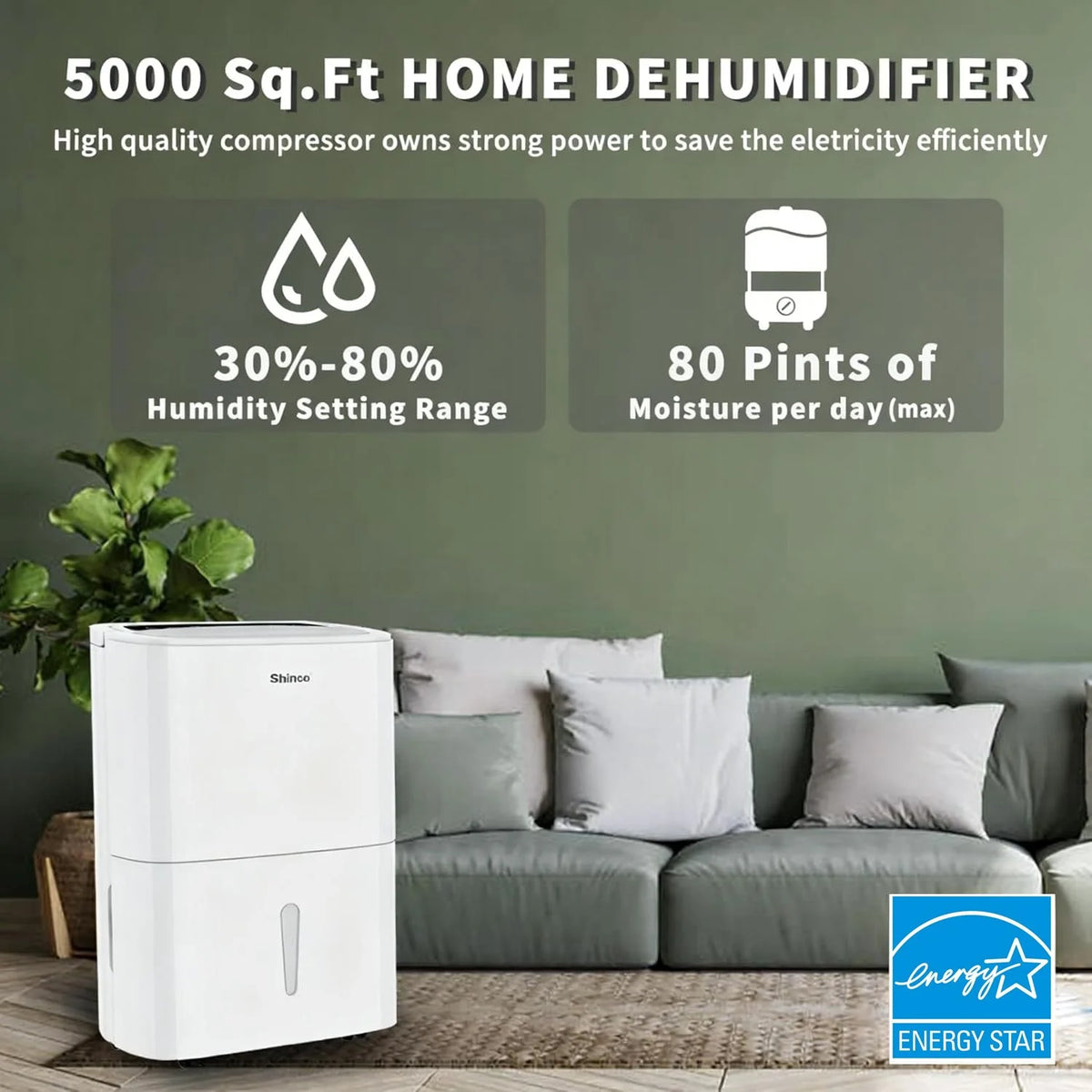 Shinco 120 Pint Energy Star Dehumidifier