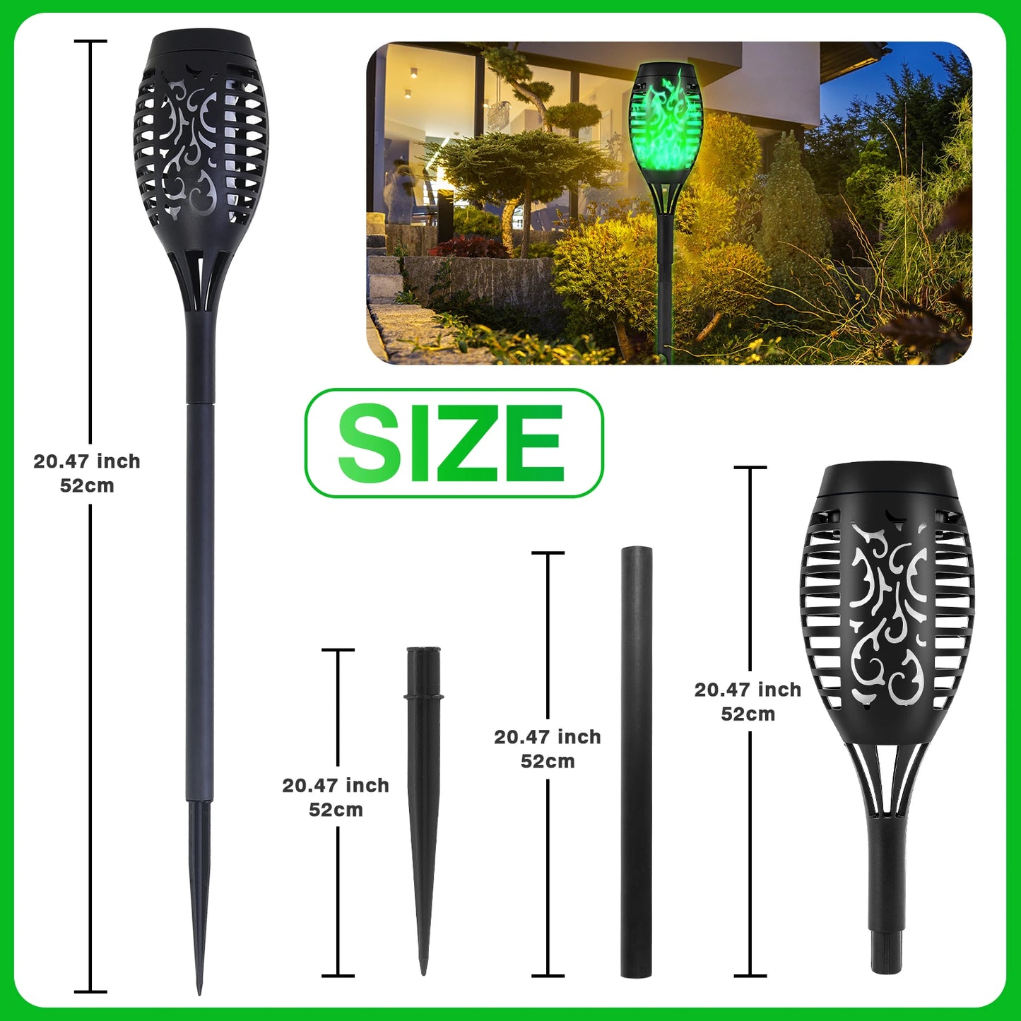 Solar Flame Torch Lamp Waterproof for Garden and Lawn