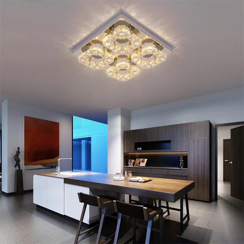 GreeLustr Square Crystal Led Ceiling Light