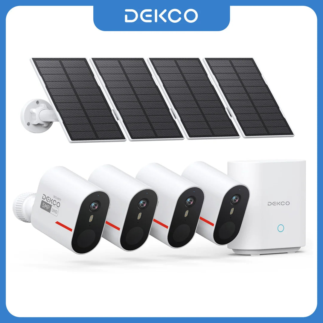 DEKCO 3K 5MP Wireless Solar Camera System 4 Camera Kit