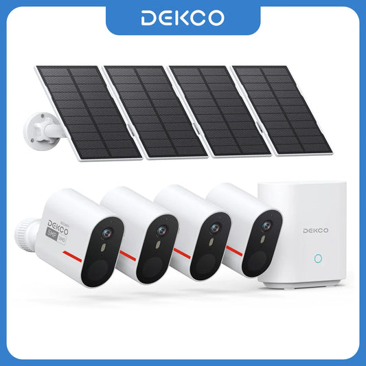 DEKCO 3K 5MP Wireless Solar Camera System 4 Camera Kit
