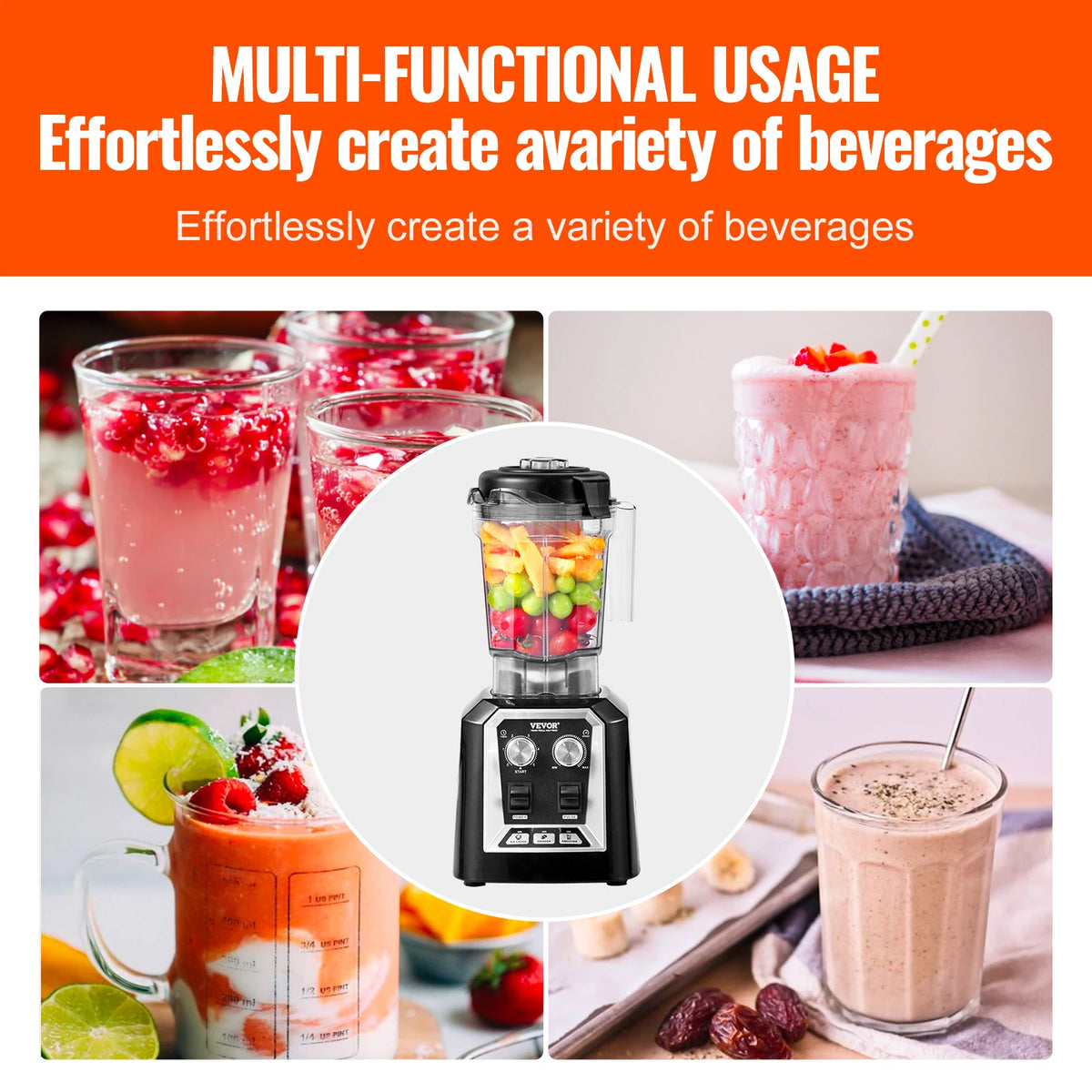 SucceBuy Professional Countertop Smoothie Blender