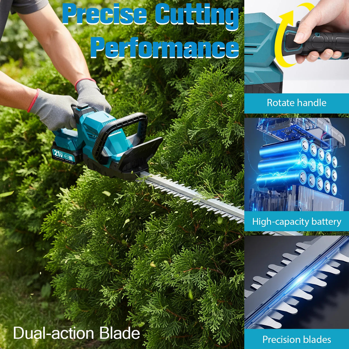 XYSD Cordless Hedge Trimmer With Rotatable Head