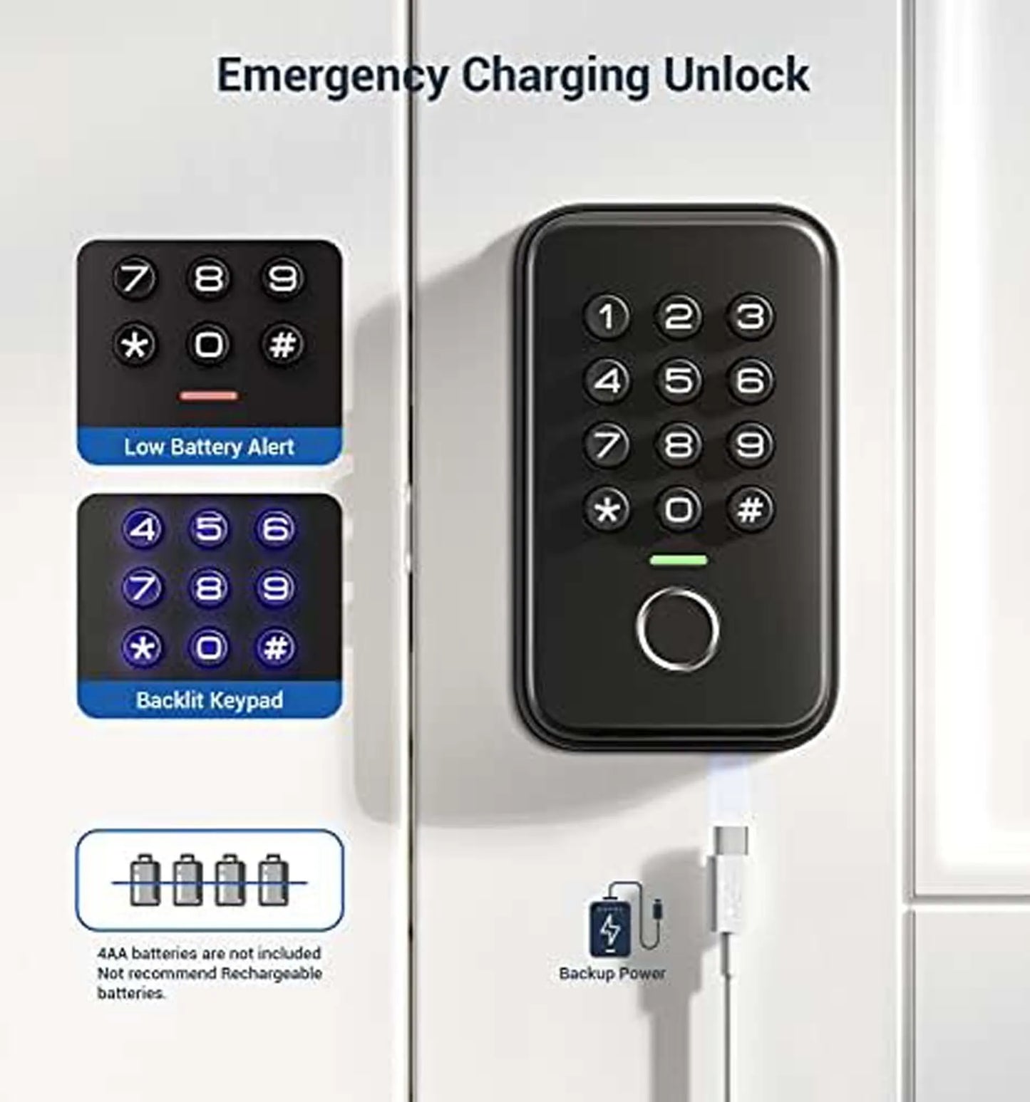 Veise Fingerprint Keypad Door Lock With Keyless Entry