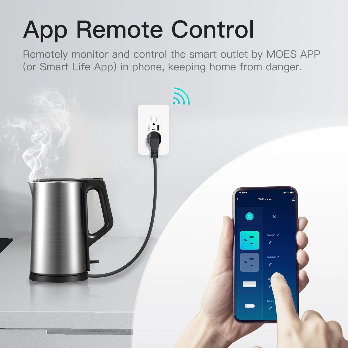 MOES WiFi Smart Power Outlet USB Type C