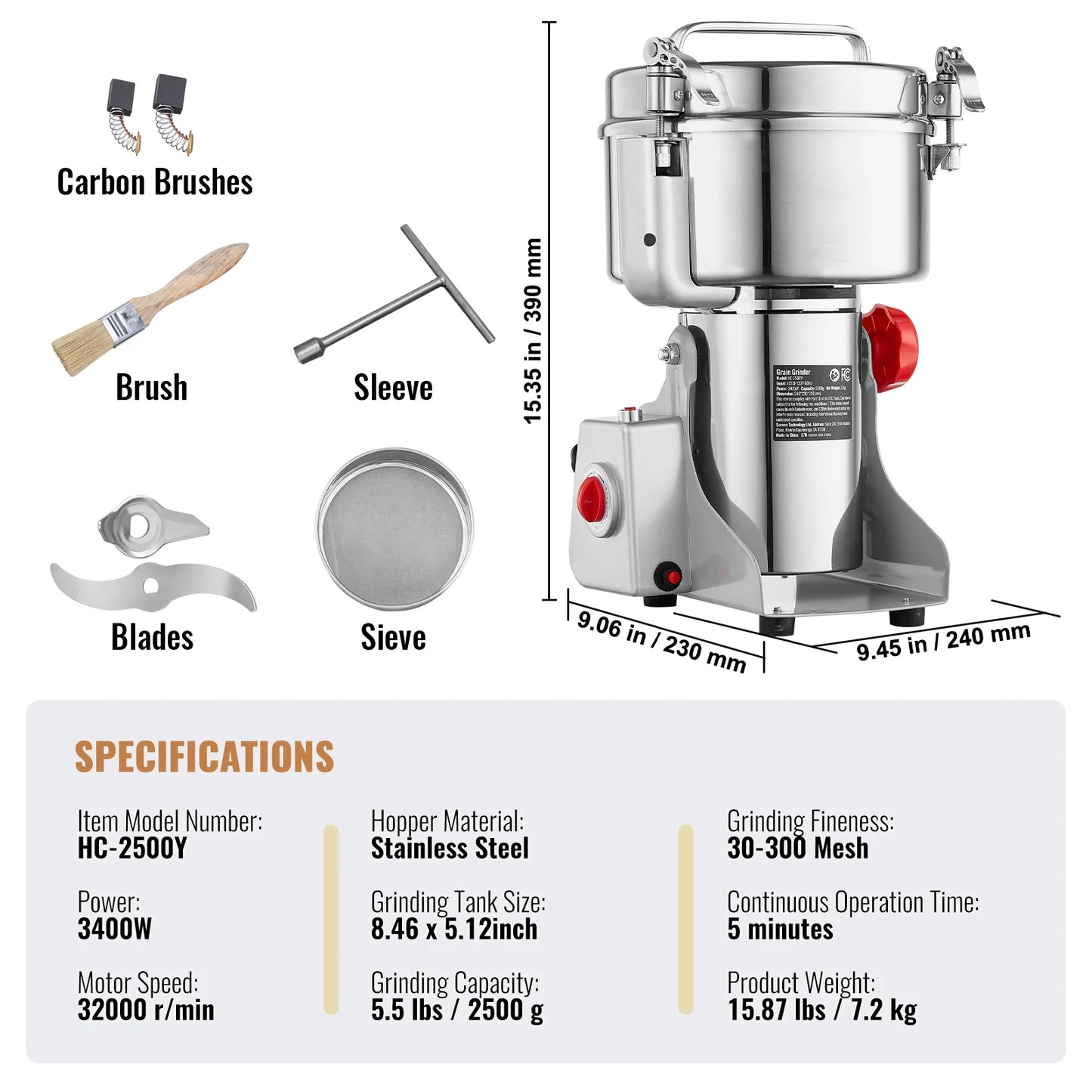 SucceBuy Electric Grain Mill Grinder For Spices And Grains