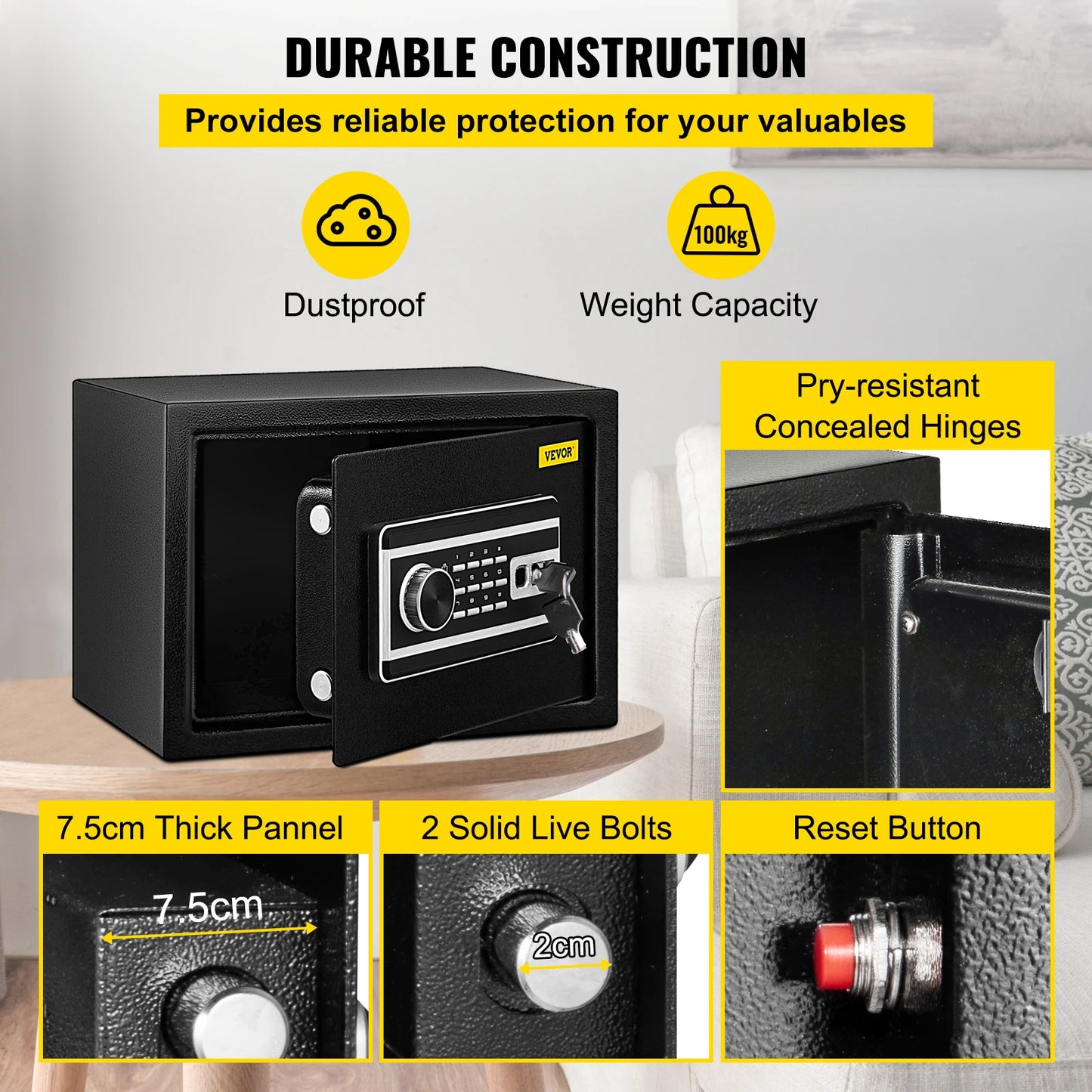 SucceBuy Fingerprint Safe Deposit Box Digital Lock