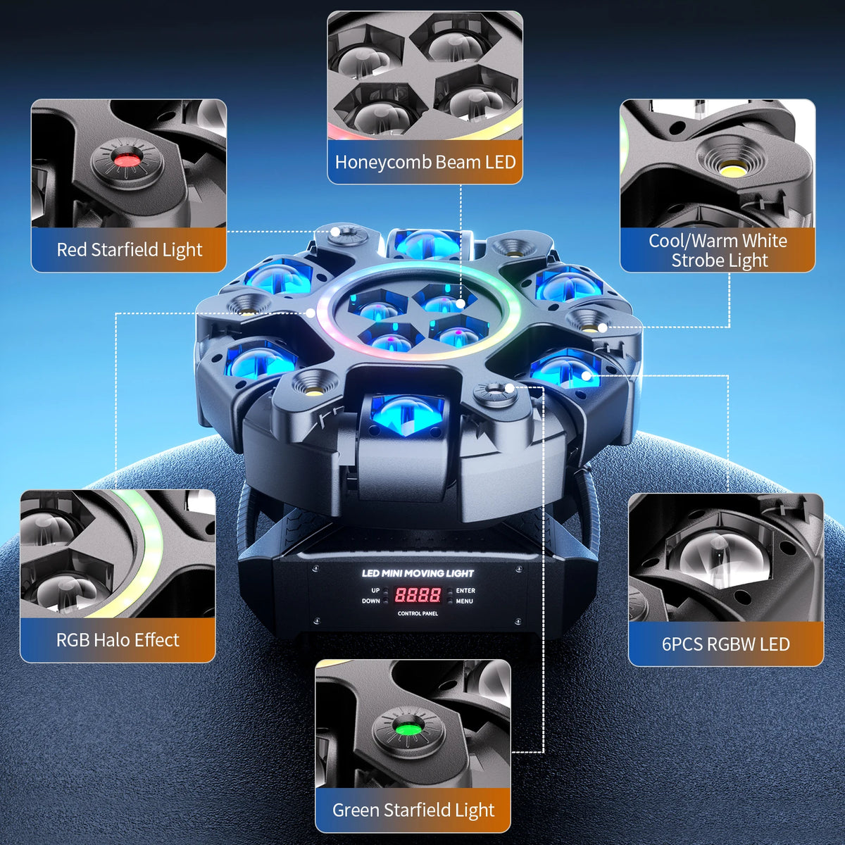 U'King 6-Arm Moving Head DJ Stage Light