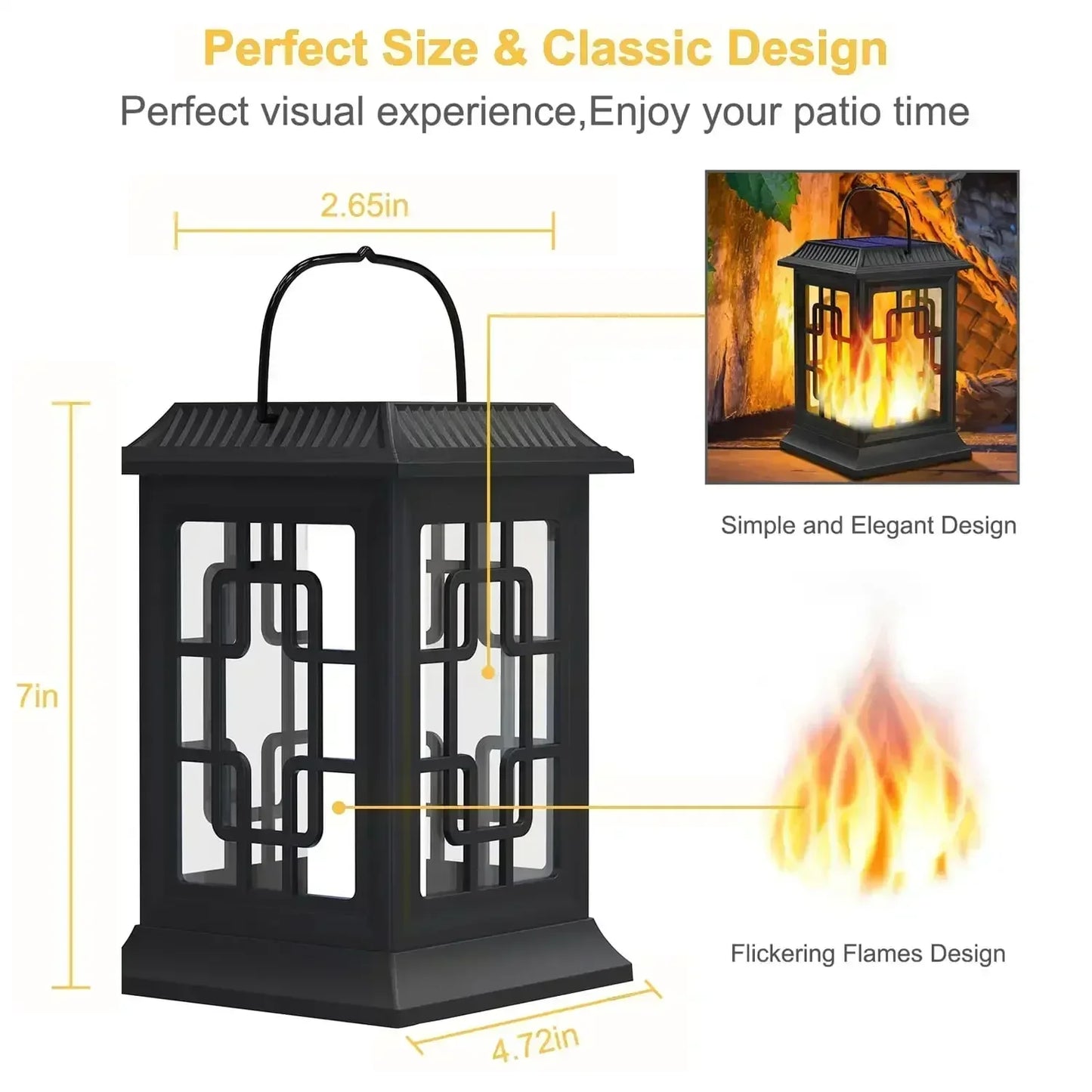 SZRSTH IP65 Waterproof Hanging Solar Flame Light Lantern