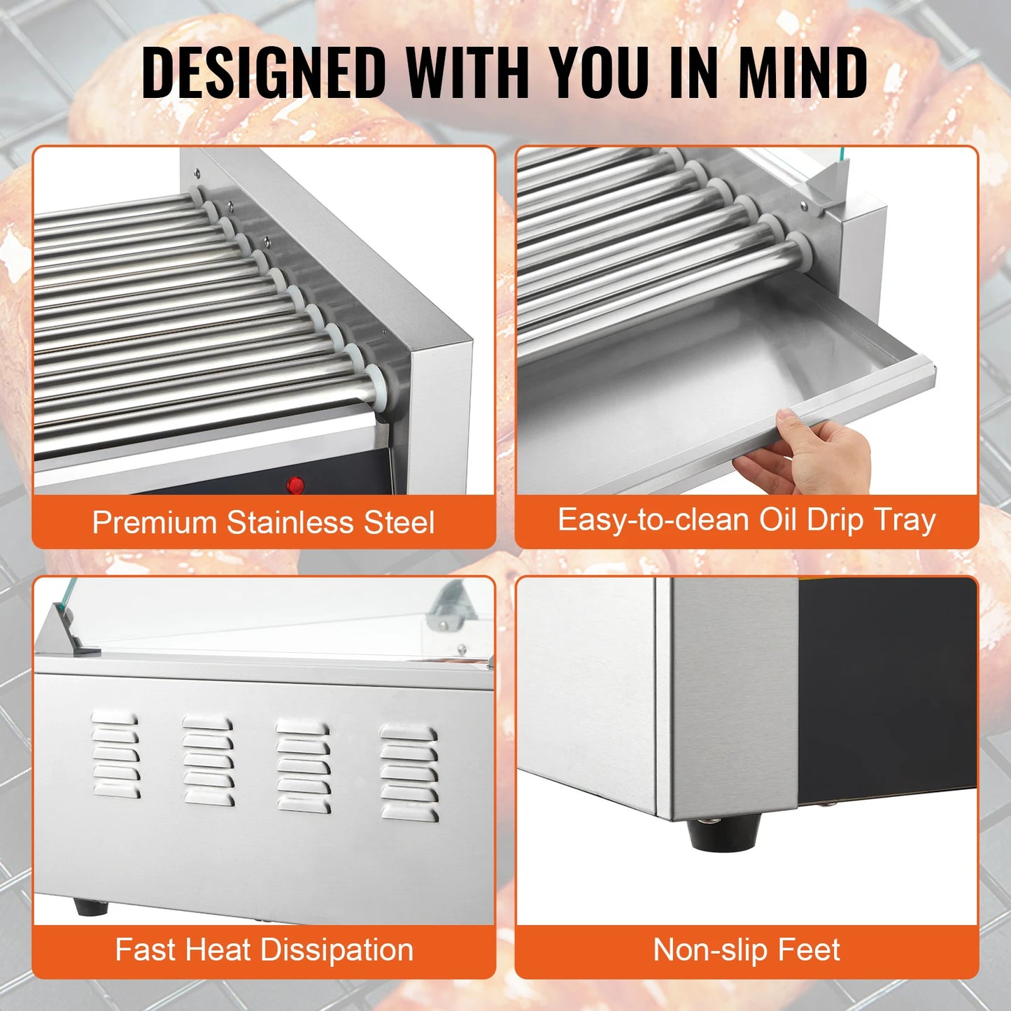 SucceBuy Electric Hot Dog Roller Sausage Maker Grill