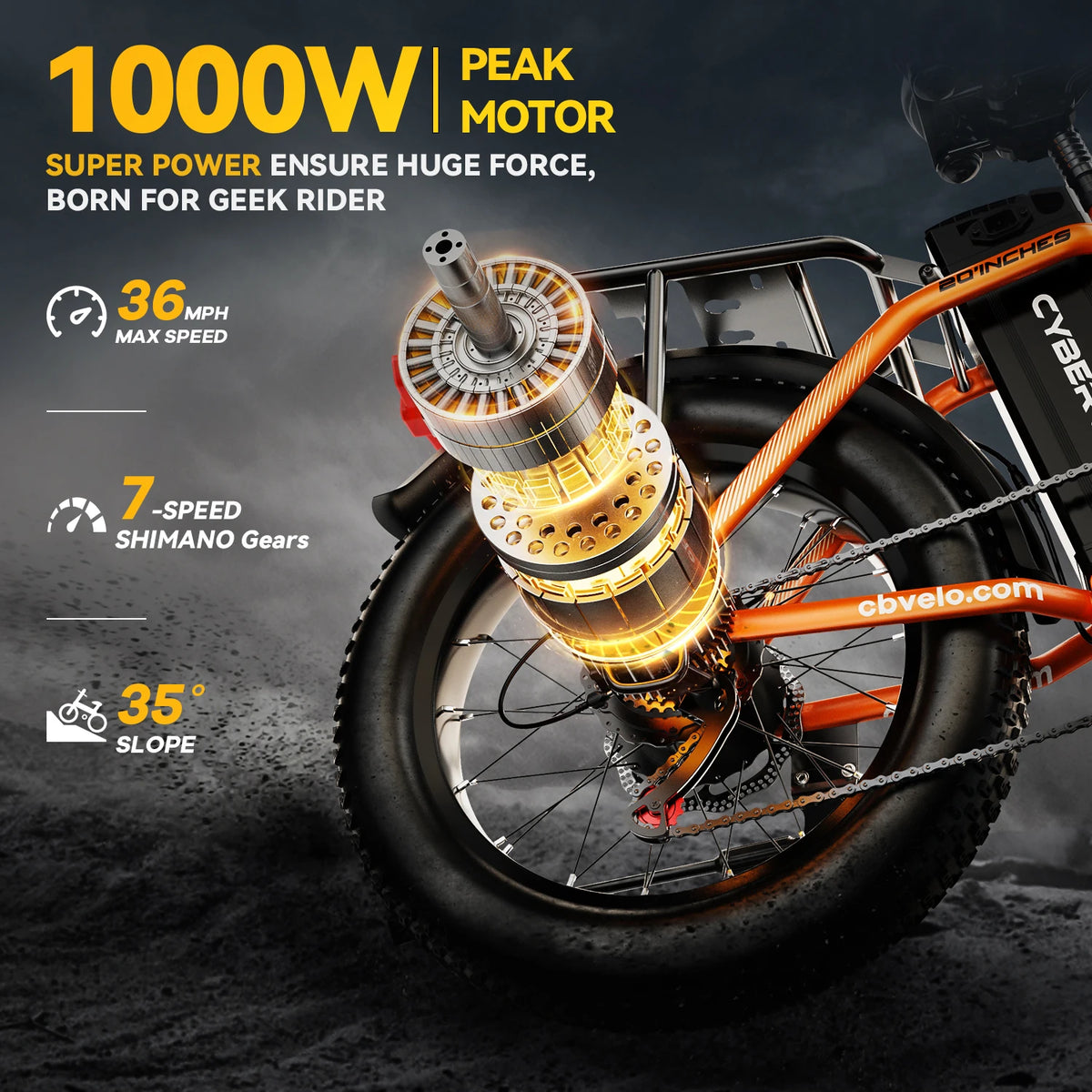 Cybervelo Folding Fat Tire Electric Bike