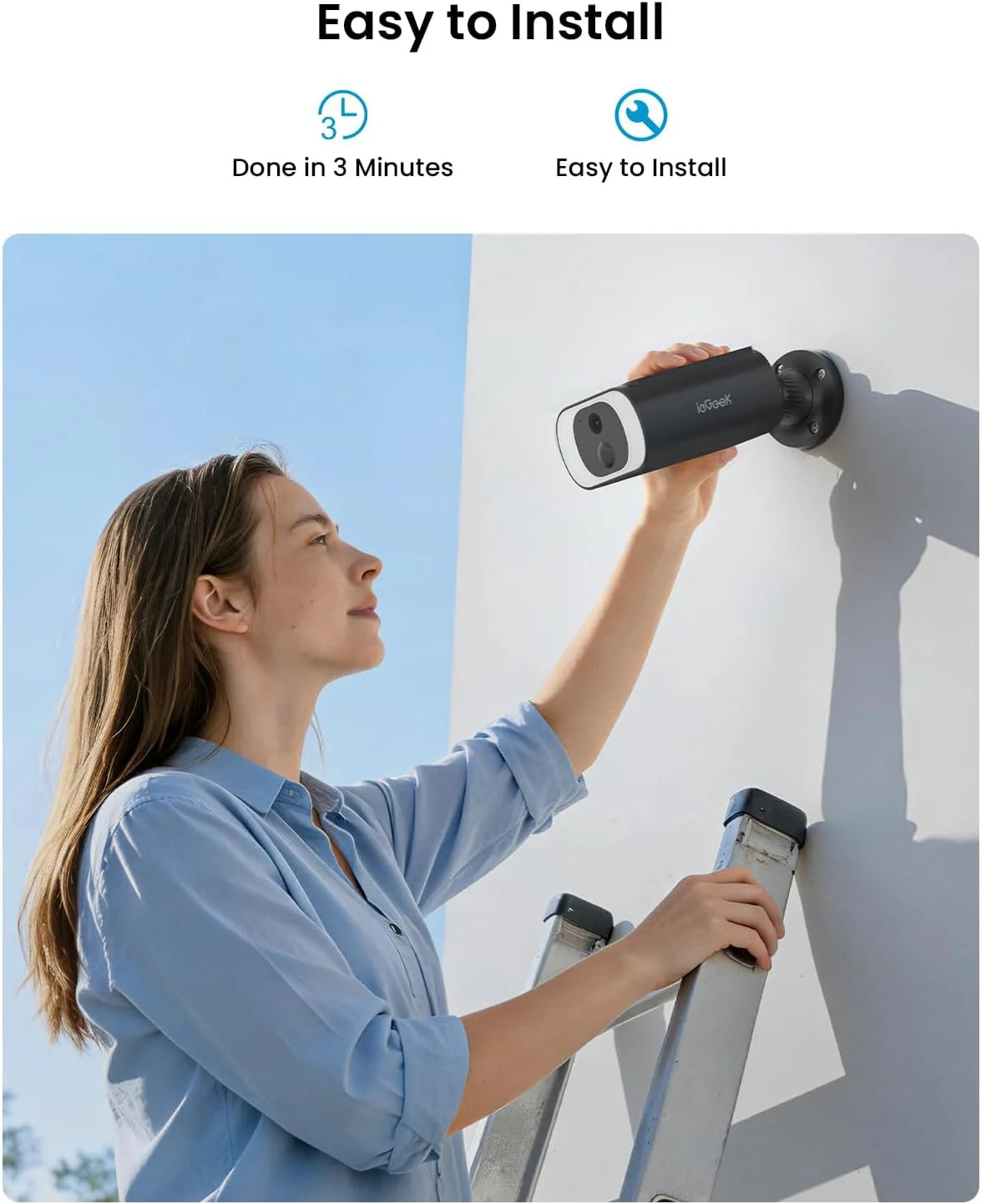 Wireless Solar Security Camera 2K AI Motion Detection