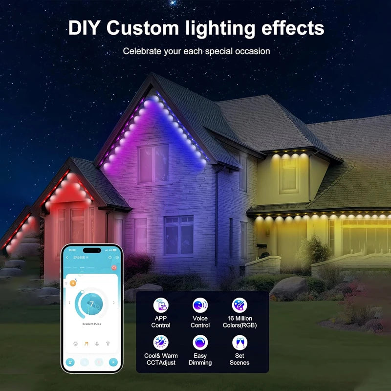 SZREBOW Permanent Outdoor Smart RGBIC Eaves LED Lights