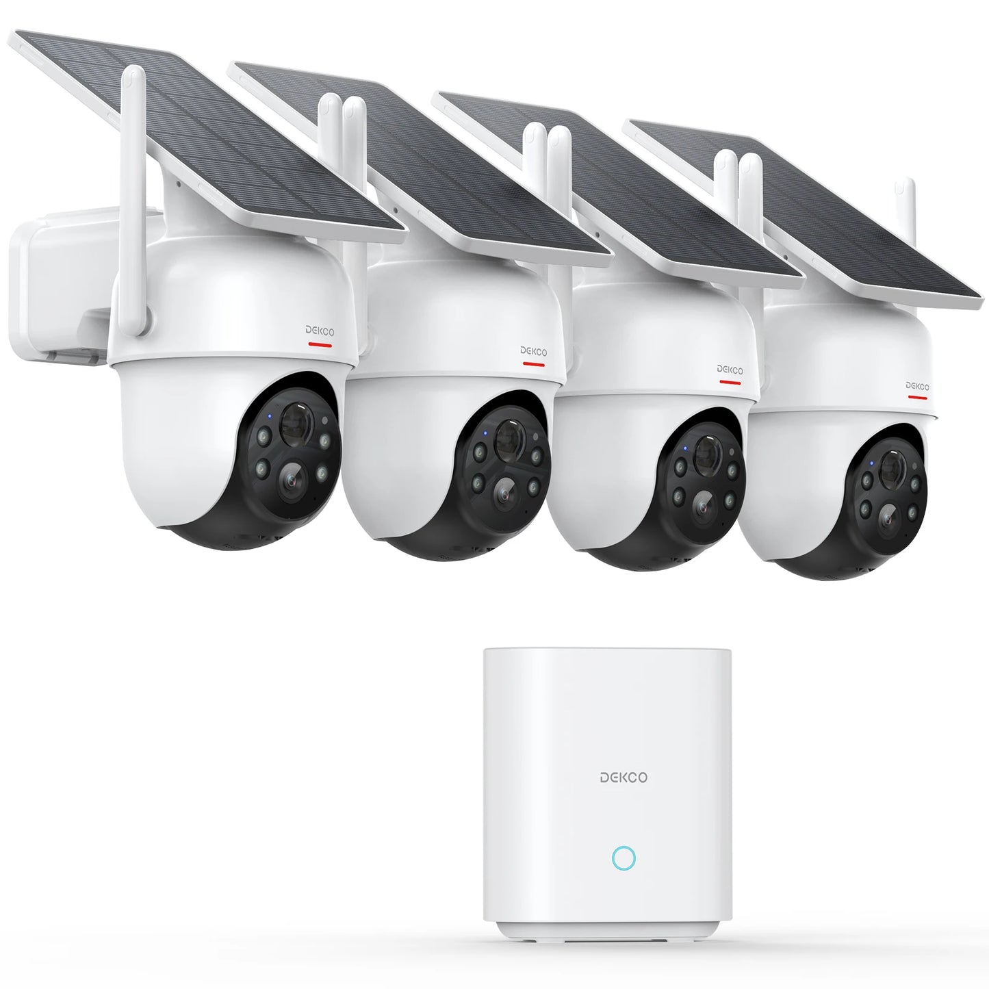 DEKCO 3MP Solar Camera System 4-Camera Kit Wireless WiFi PTZ