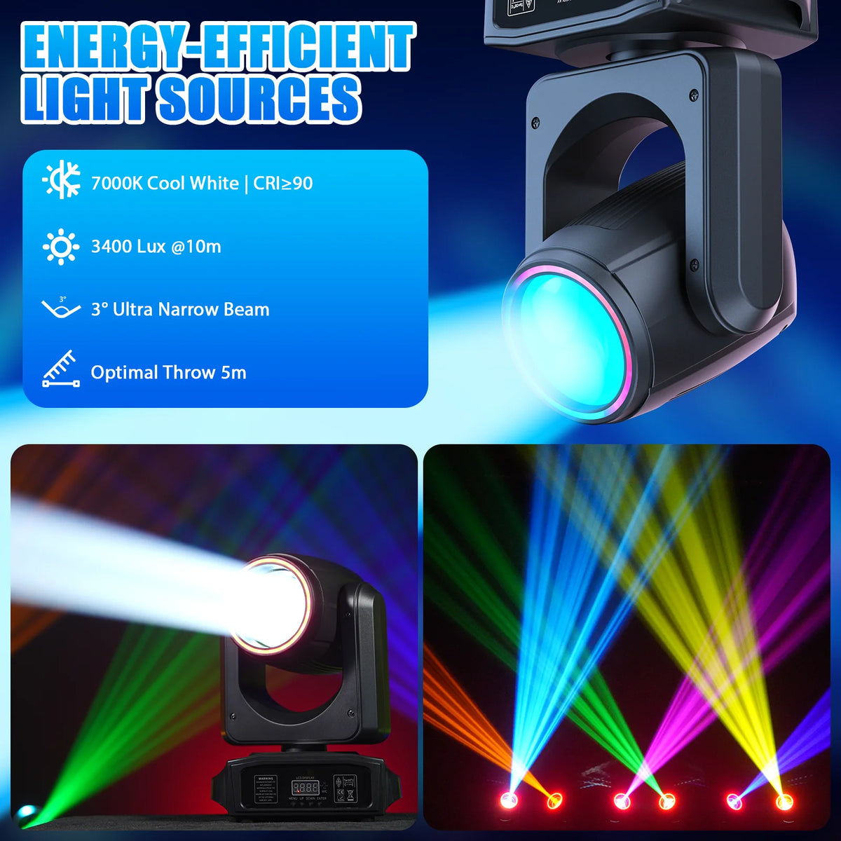 U'King RGB LED Moving Head Light With DMX Control