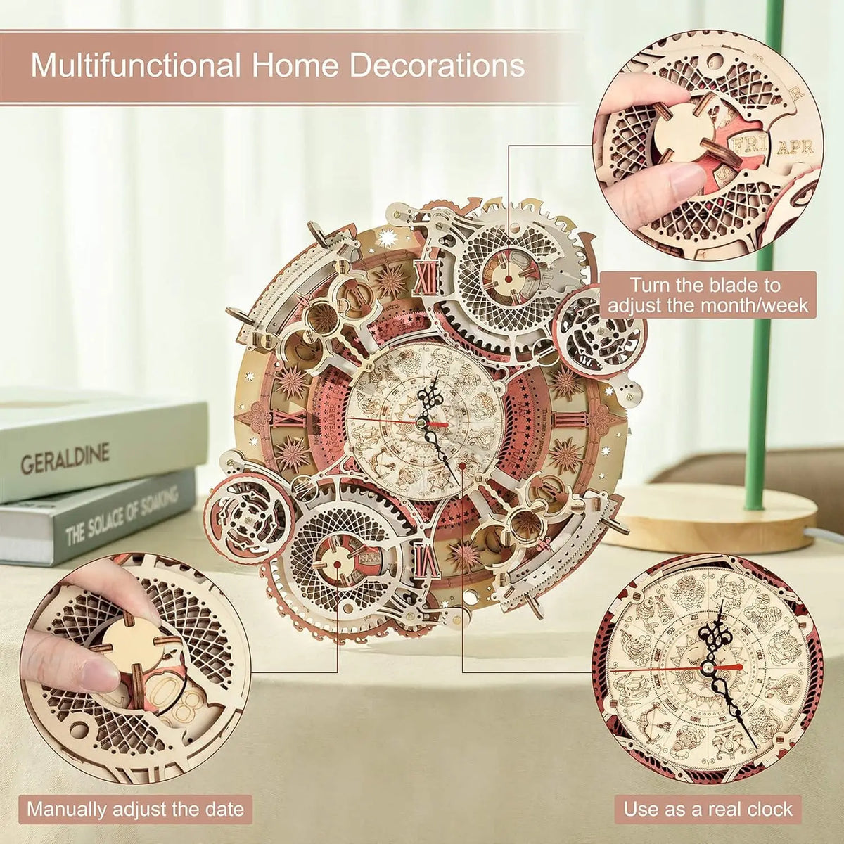 Robotime 3D Wooden Mechanical Wall Clock Puzzle