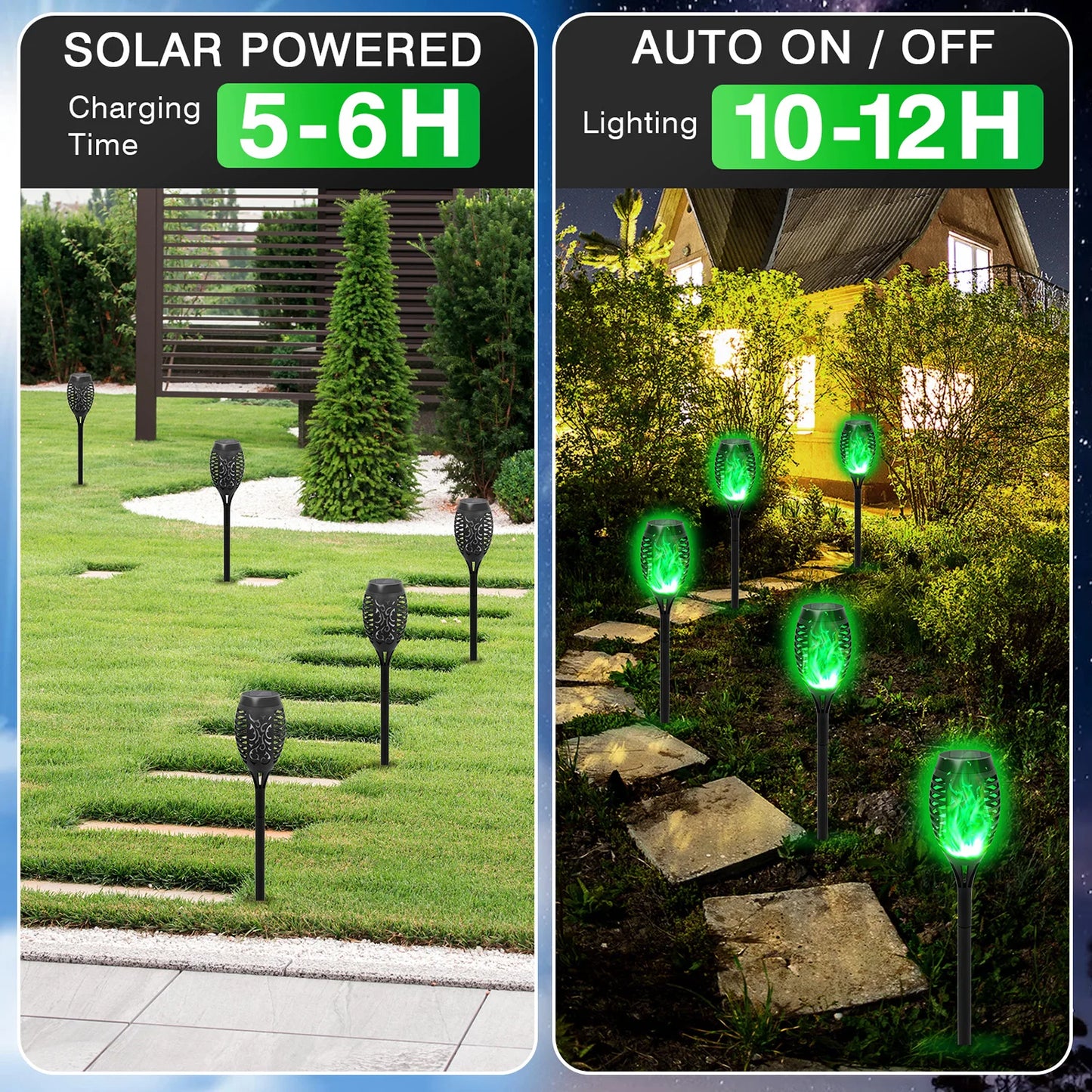 Solar Flame Torch Lamp Waterproof for Garden and Lawn