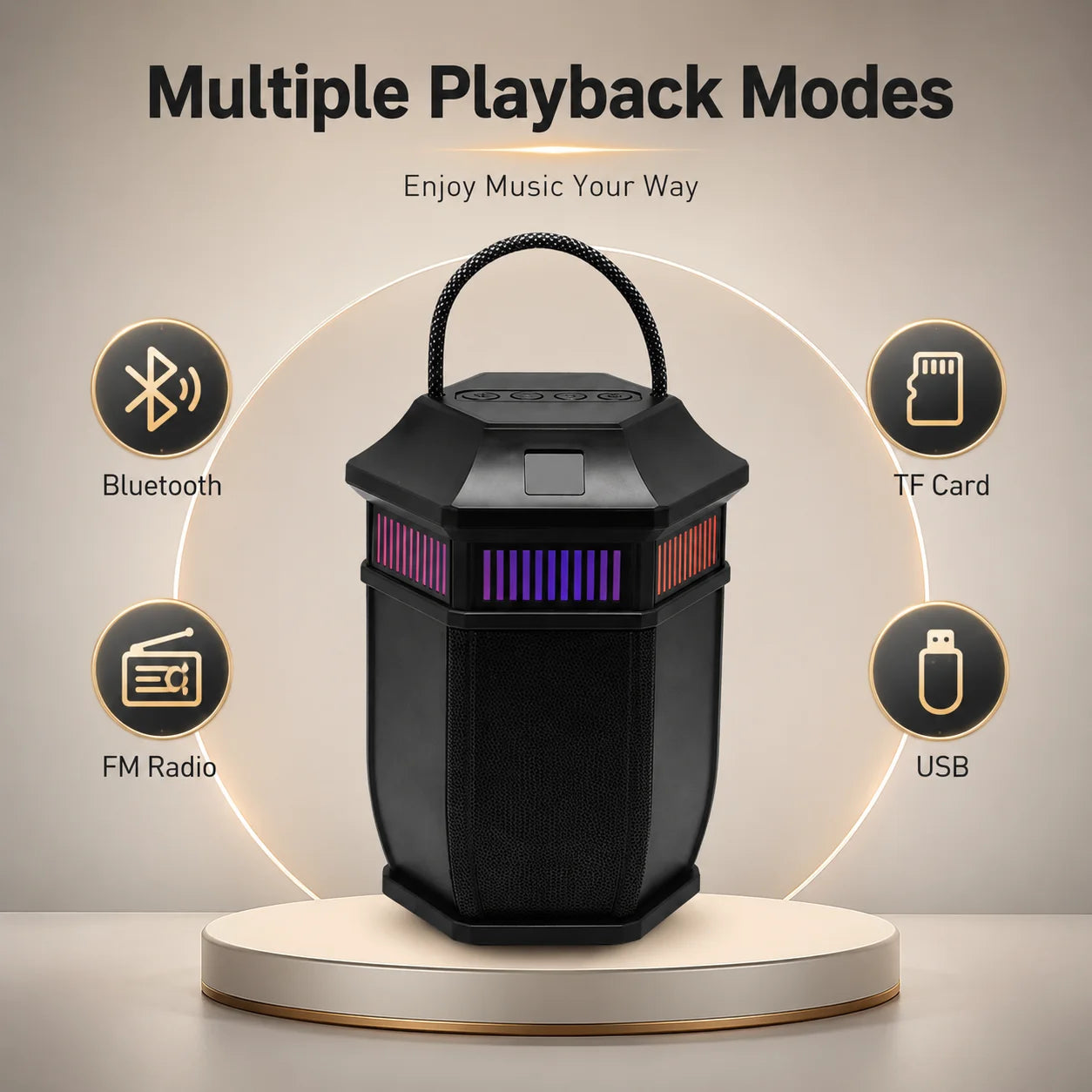 Portable Bluetooth Lantern Speaker 10W RGB Lighting Modes