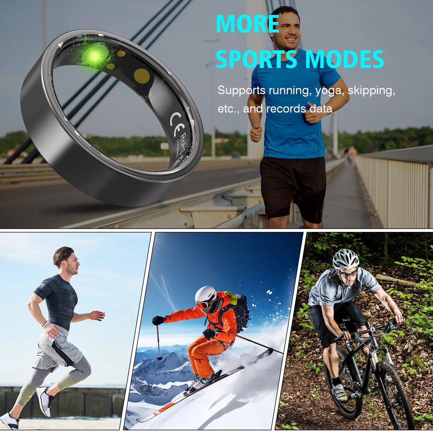 Smart Ring Men Women with Charging Case,Heart Rate Blood Oxygen,Pressure Monitor,Sleep monitoring 5ATM Waterproof For Android iOS