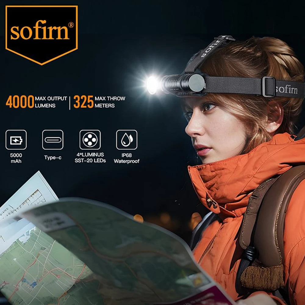 Sofirn HS41 Rechargeable LED Headlamp With Magnetic Tail