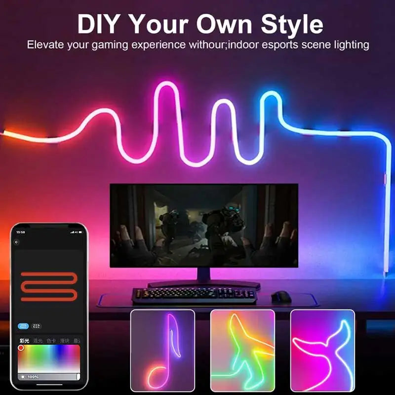 RGBIC Neon LED Strip Lights IP65 Bluetooth App Control
