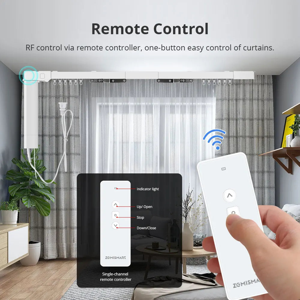 Zemismart Matter Over WiFi Smart Curtain Sliding Track Motor
