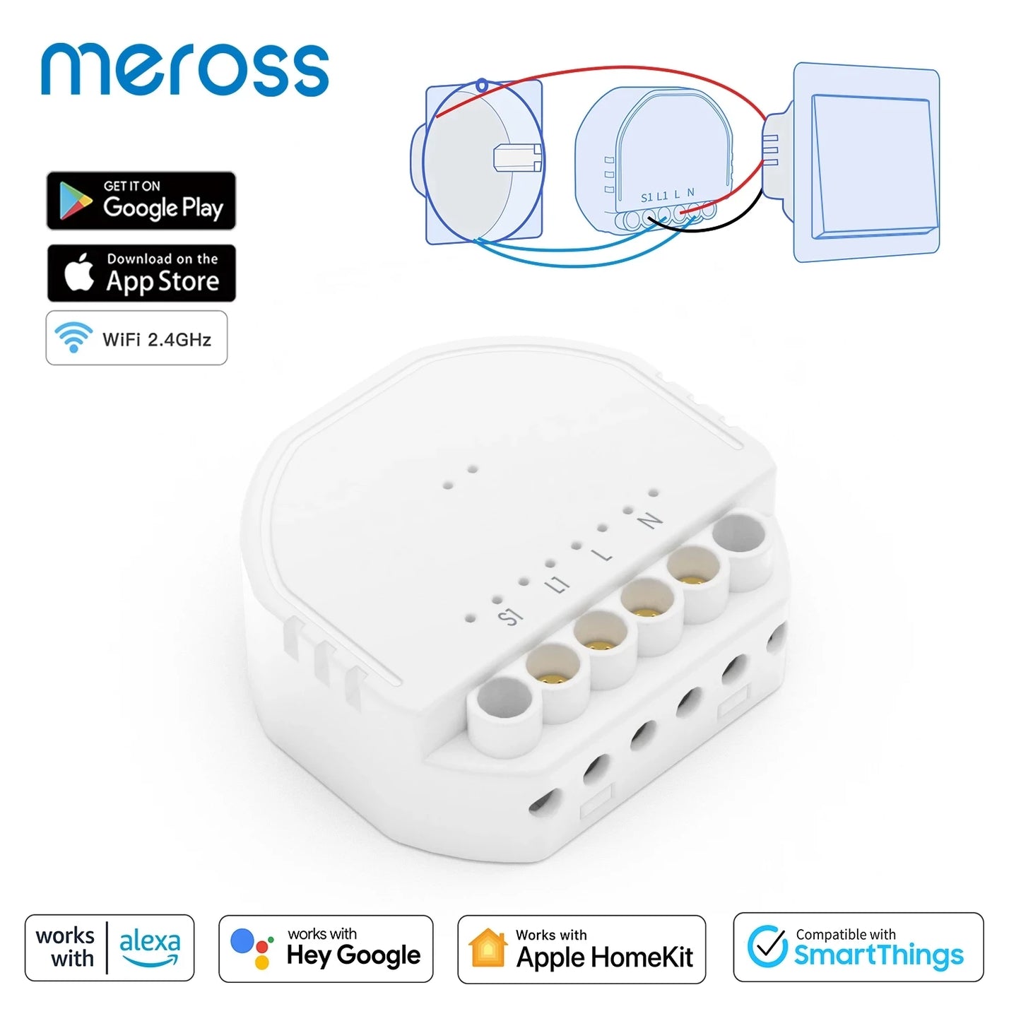 Meross InWall Smart Switch WiFi HomeKit 1 Gang 1 Way