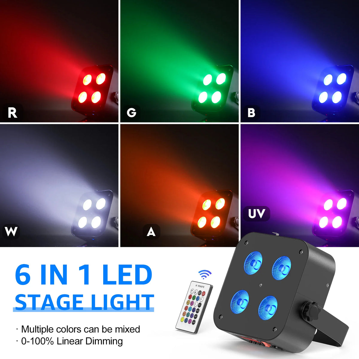 U'King Rechargeable DMX Par Stage Lights