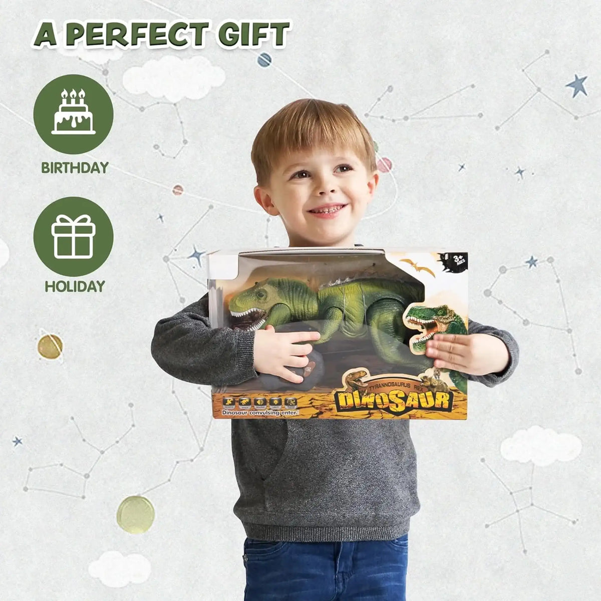 Joyfy Remote Control Walking Dinosaur Robot Toy