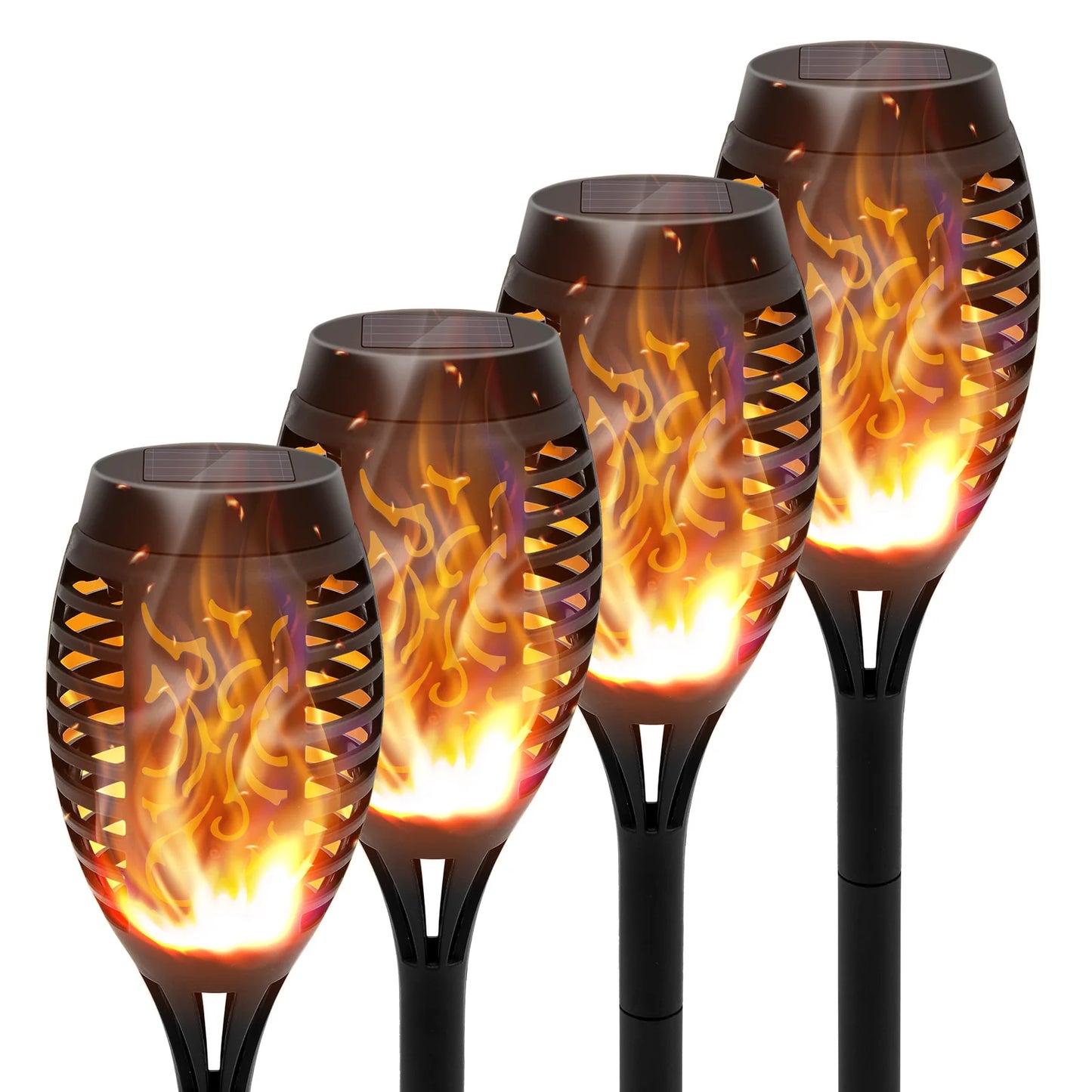 Solar Torch Lights With Flickering Flame Waterproof Garden