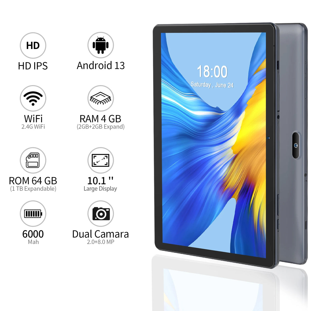 PRITOM Android Tablet With Dual Cameras And WiFi