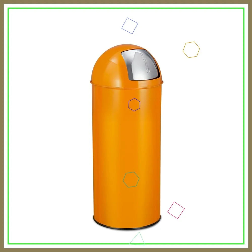 Stainless Steel Trash Can With Push Lid Heavy Duty