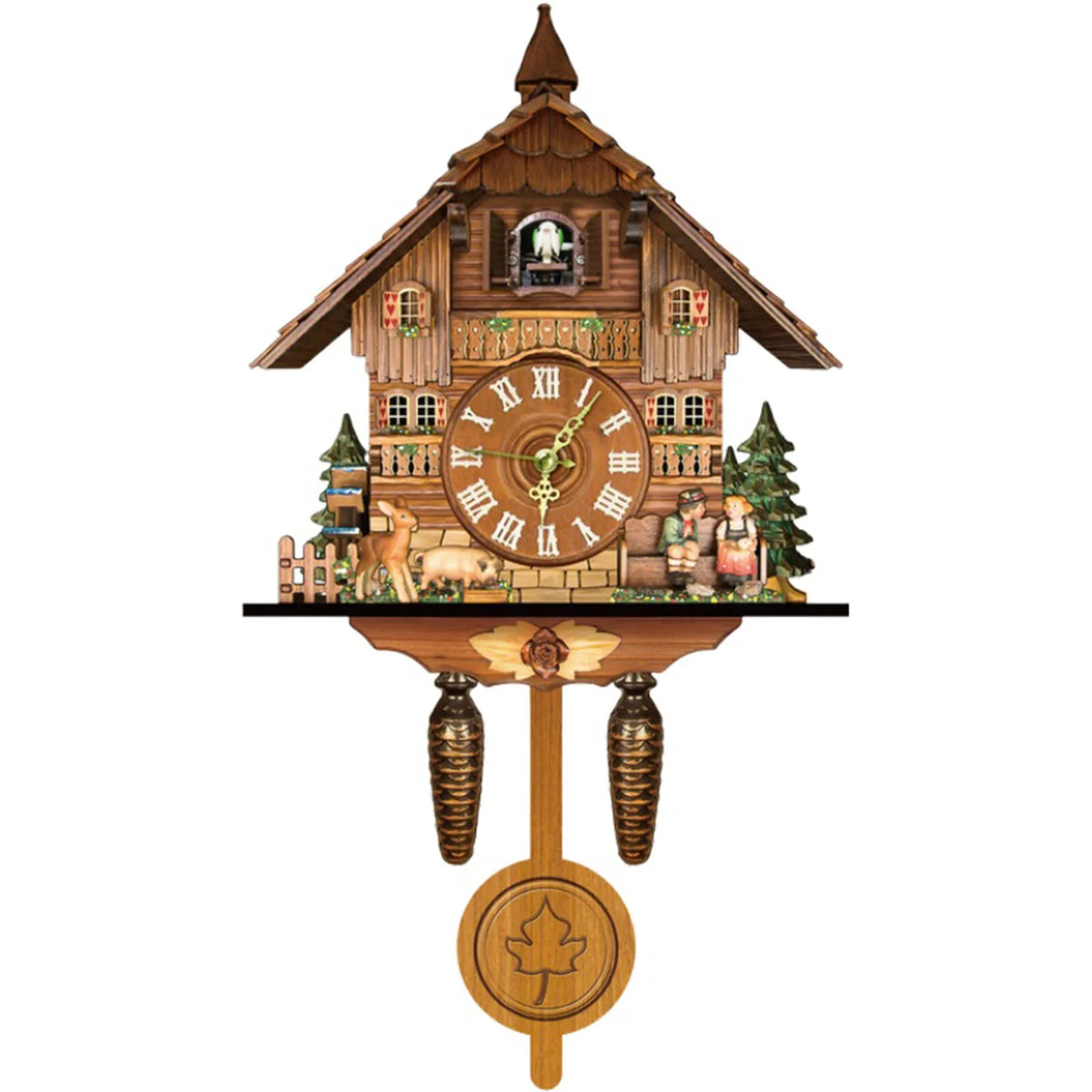 Traditional Wooden Cuckoo Wall Clock With Pendulum