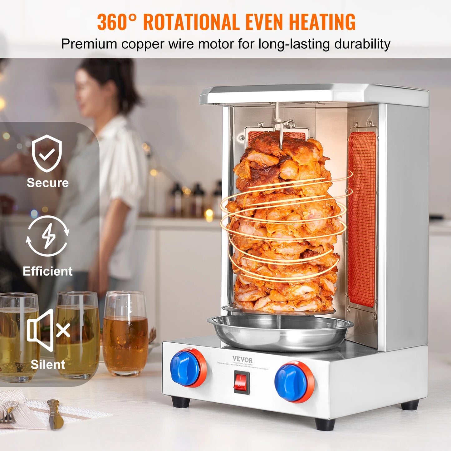 SucceBuy Shawarma Grill Machine Vertical Gas Rotisserie