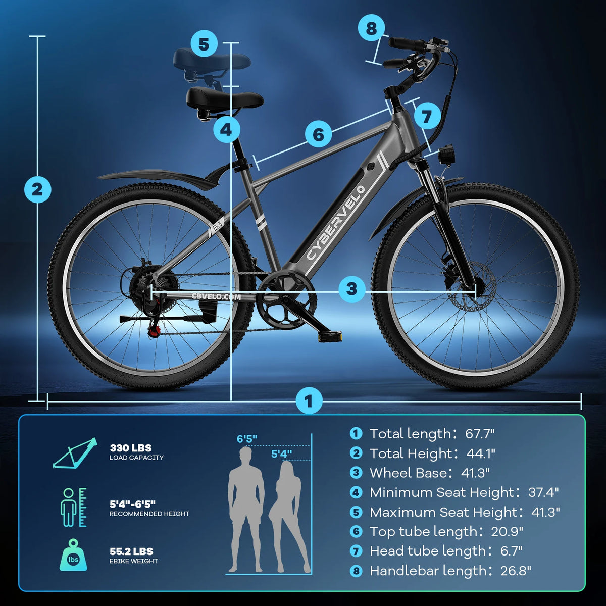 Cybervelo EK3 1000W Peak Electric Bicycle Seven Speed