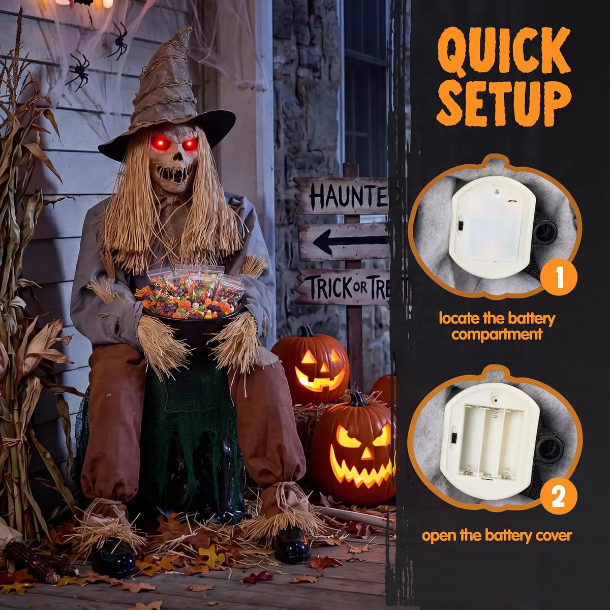 Joyfy Animatronic Scarecrow Halloween Outdoor Prop
